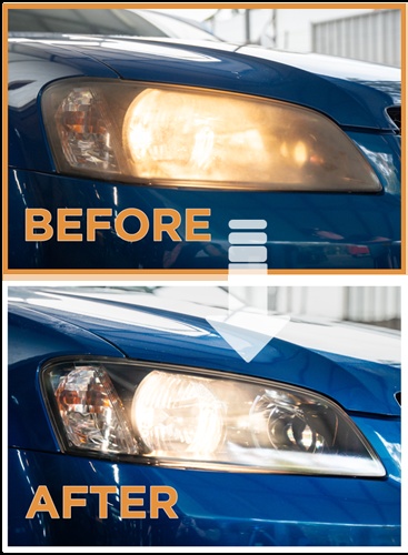 Before and After Image of Headlight Restoration in NSW Before and After Image of Headlight Restoration in NSW